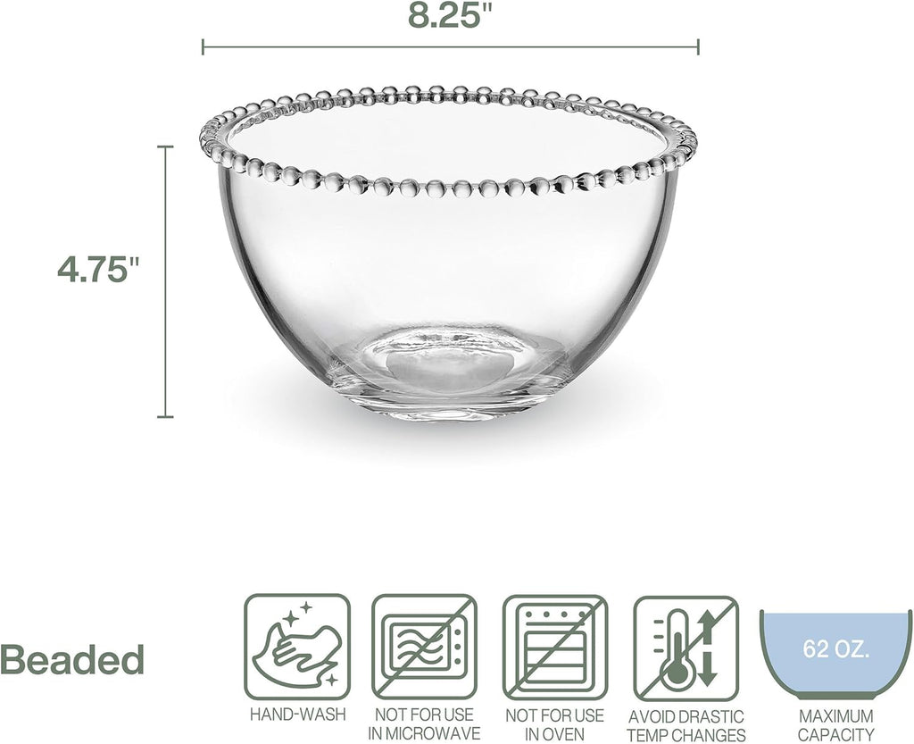 Fitz and Floyd Beaded Glass Fruit Serve Salad Bowl  8.25 Inch